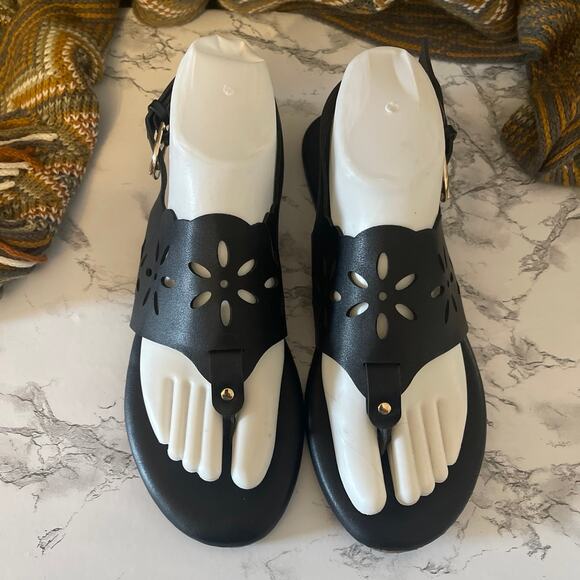 Black LC Lauren Conrad Jarrah Women's Floral Thong Sling Back Size 9 M. - Picture 3 of 8